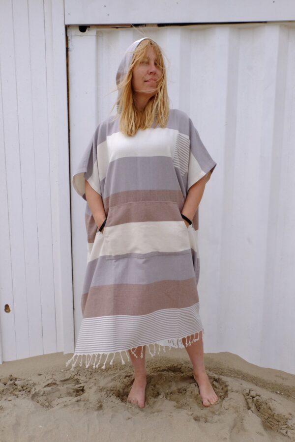 Poncho Vento - Multi Stripe Brown/Grey